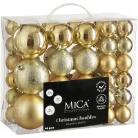 Edelman Mica Decorations Kerstballen Set - 46 Stuks - Ø4 cm, Ø6 cm en Ø8 cm - Onbreekbaar - Goud