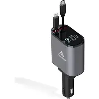 24.Se 4-in-1 Retractable Fast Charger For Cars: 100W Car USB-C (and)amp, iPhone Cable USB-C/A