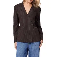 Scotch & Soda Belted Blazer Brown Pinstripe Größe: M | Jacken Outlet | Damen | Braun