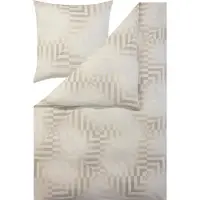 Estella Samt + Seide Flanell Bettwäsche 155x220 Brunico natur Streifen 5476-230
