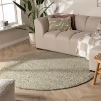 NATURL. Wollteppich Rund - Feline Olivgrün Meliert Ø 100 cm