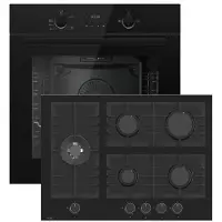 Gasline GB850-FIB Einbau Gasherdset Autark mit Einbaubackofen Gasherd Umluft 69 Liter und +Gaskochfeld GAG70GLG 70cm Schwarz Glaskeramik mit 5