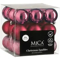 Mica Decorations Kerstballen Set - 27 Stuks - Ø6 cm - Onbreekbaar - Fuchsia
