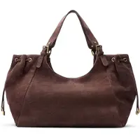 Manfield Brauner Veloursleder-Shopper | Größe Onesize