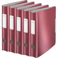 Leitz Ordner Active Style, DIN A4, Rückenbreite 65 mm, 5 Stück, granat rot