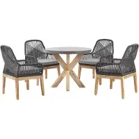 Beliani Gartentisch Set OLBIA Hellgrau 90x90x76