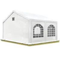 TOOLPORT Partyzelt Festzelt 3x4 m in weiß Professional PE Plane 550 N Wasserdicht UV Schutz mit BODENRAHMEN Gartenzelt