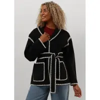 Minus Damen Jacken Clara Belt Jacket - Donkergrijs - Größe 40