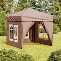 The Living Store Partyzelt Faltbar mit Seitenwänden Taupe 2x2 m