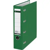 Leitz Doppelordner 1012, 2 x A5, Rückenbreite 75 mm, Präzisions-Hebelmechanik, Sichttasche für Rückenschild, Griffloch, Polypropylen, grün, 5 Stück