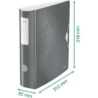 Leitz Ordner Active WOW, DIN A4, Rückenbreite 82 mm, 5 Stück, eisblau