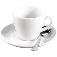 Esmeyer 6 Espresso-Tassen 0,10 ltr mit Untertasse - aus weißem, schweren Porzellan Form BISTRO , 433-214