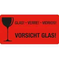Eichner 250 Warnetiketten rot »Vorsicht Glas!« 100,0 x 50,0 mm