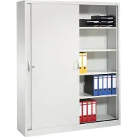 C+P ACURADO Schiebetürenschrank, 8 Fachböden, HxBxT 1950x1600x400 mm, lichtgrau