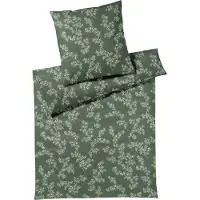 Elegante Mako-Jersey Bettwäsche-Garnitur Cherry Blossom Farbe Forest-Green Größe 155x220+80x80