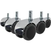 Hjh OFFICE 5x ROLO LUX 11mm/50mm Hartböden - Stuhlrollen Schwarz / Silber