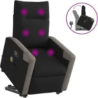 vidaXL Massagesessel mit Aufstehhilfe Schwarz Stoff