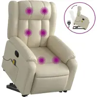 vidaXL Massagesessel mit Aufstehhilfe Creme Kunstleder