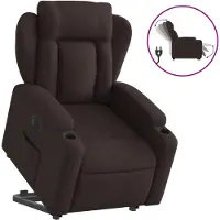 vidaXL Relaxsessel mit Aufstehhilfe Elektrisch Dunkelbraun Stoff