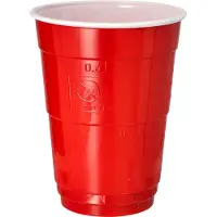 Papstar Starpak 160 Bierbecher, PS 0,4 l Ø 9,5 cm · 12 cm rot/weiss