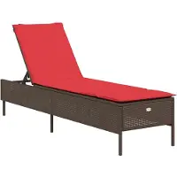 vidaXL Sonnenliege mit Kissen Braun Poly Rattan