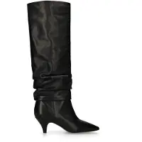 Manfield Schwarze Lederstiefel mit Kitten Heel | Größe 41