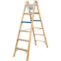 Iller-Leiter Iller Holz Stufenstehleiter ERGO Plus inkl. Werkzeugtasche und Eimerhaken 2x10 Stufen 4,08m AH
