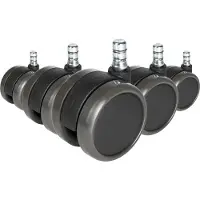Hjh OFFICE 5x ROLO No-Noise 11mm/65mm Hartböden - Stuhlrollen Schwarz