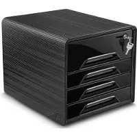 Cep Schubladenbox Smoove Secure schwarz DIN A4 mit 4 Schubladen