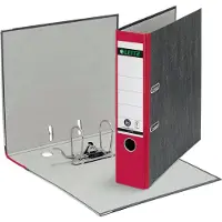 Leitz Ordner 1080, DIN A4, Rückenbreite 80 mm, Griffloch, geklebtes Rückenschild, Hartpappe, 20 Stück, rot