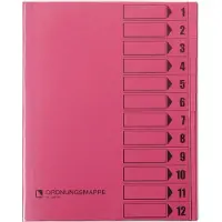 Bene Ordnungsmappe m. Schutzumschlag, Pendarec-Karton, recycling, rosa, 12-tlg.