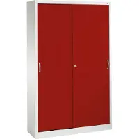 C+P ACURADO Schiebetürenschrank, 4 FB, HxBxT 1950x1200x400 mm, lichtgrau / rubinrot