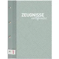 Roth Zeugnismappe Pattern mit Buchschrauben "Dusty Mint" farbiger Metallic-Leineneinband mit Buchschrau