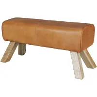 Wohnling Sitzbank 90 cm echtes Leder Mango massiv lackiert - SORNAS