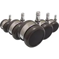 Hjh OFFICE 5x ROLO LUX 11mm/65mm Hartböden - Stuhlrollen Schwarz / Silber