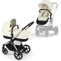 Cybex EOS Lux Kombiwagen inkl. Beemoo Route Babyschale & Basis, Seashell Beige/Mineral Grey