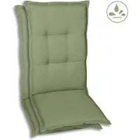 GO-DE Textil, Sesselauflage Hochlehner, 2er Set, Farbe: hellgruen, Maße: 120 cm x 50 cm x 7 cm, Rueckenhoehe: 70 cm
