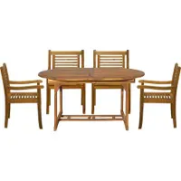 Möbilia Sitzgruppe 4 x Stühle + 1 x Ausziehtisch Akazie natur