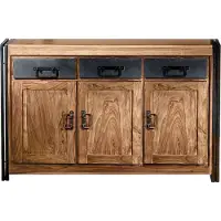 SIT Möbel Sideboard | aus Akazie-Holz | 3 Schubladen und 3 Türen | natur mit antikschwarz | B 140 x T 40 x H 90 cm | 09203-01 | Serie PANAMA
