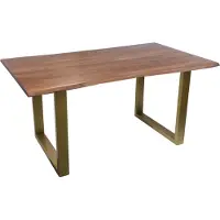 SIT Möbel Esstisch mit Baumkante | 26 mm Platte Akazie nussbaumfarbig | Stahlgestell messingfarbig | B 160 x T 85 x H 77 cm | 07189-75 | Serie TABLES & CO