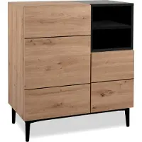 GuenstigEinrichten finori Nola 01A Kommode, Nachbildung Artisan Oak / schwarz Maß: B x H x T ca. 80 x 90 x 42 cm