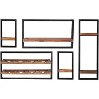 SIT Möbel PANAMA Wandregal-Set Altmetall/Mangoholz
