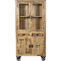 SIT Möbel RUSTIC Vitrine lackiertes Mangoholz mit starken Gebrauchsspuren Natur Antik