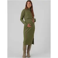 Mamalicious Strickkleid "MLSUNIVA JUNE LS KNIT MIDI DRESS 2F NOOS" Materialmix, regular fit