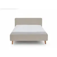 Meise Mattis Polsterbett 160x200cm Holzfuß Kopfteil Glatt Beige