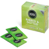 Exs Ribbed & Dotted - geripptes, genopptes Kondom (48 Stk.)