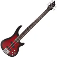 Gear4Music Chicago 5-saitige Bassgitarre von Trans Red