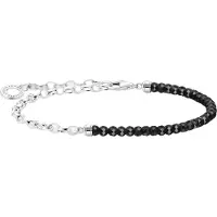 Thomas Sabo Charm Armband mit Schwarzen Onyx Beads und Kettengliedern Silber
