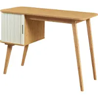 En.casa Schreibtisch ‘Tysvær’ mit Schrankteil und einer Tür 75 x 105 x 48 cm Bambus / Cremeweiß