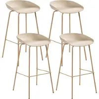 Beliani Set aus 4 Barstühle beige Kunststoffgestell Eisenbeine in Holzoptik für den Essbereich